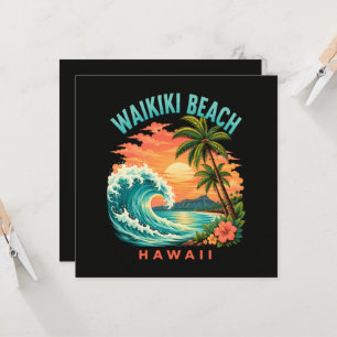Carte Coucher de soleil tropical à Waikiki Beach Hawaï