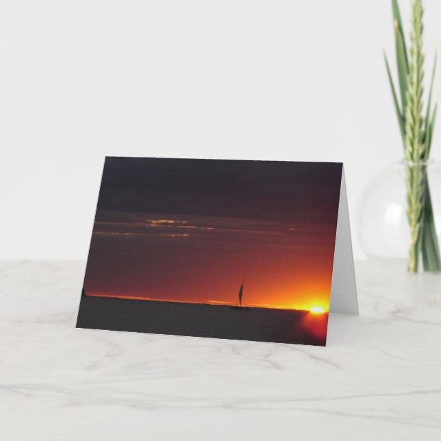 Carte Coucher du soleil de voilier (Devant)