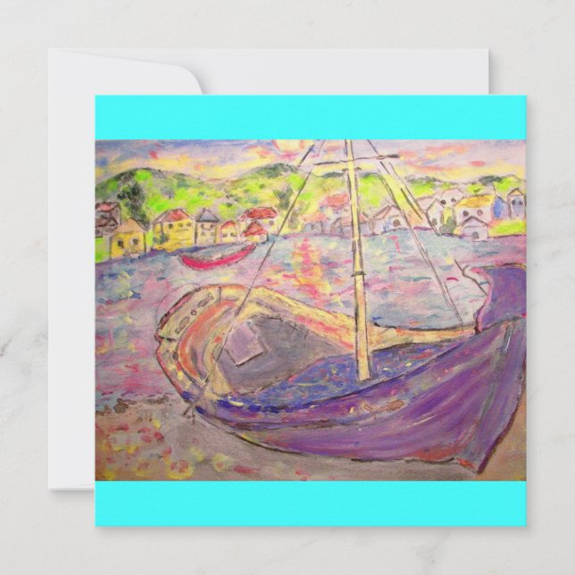 Carte coucher du soleil du village grec (Devant)