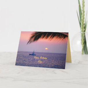 Carte Coucher du soleil tropical de joyeux anniversaire
