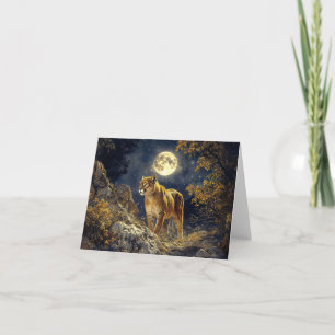 Carte Cougar in the Moonlight Wildlife Art