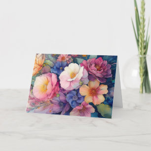 Carte couleur Aquarelle florale Blank Note