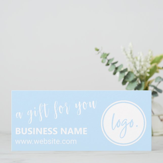 CARTE COULEUR BLEUE CLAIRE BUSINESS LOGO CADEAU CERTIFIC (Debout devant)
