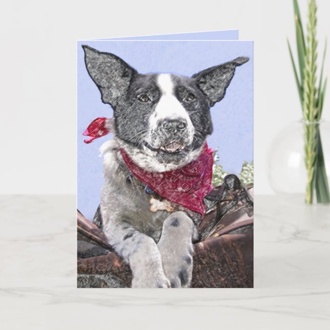 Carte Couleur de bordure mignonne Mix Chien Croquis d'ar (Devant)