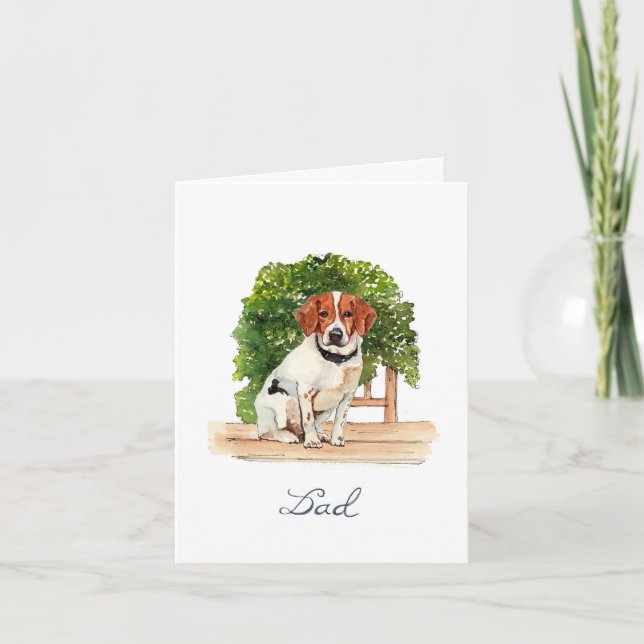 Carte Couleur d'eau Beagle mignonne Salutations pliées (Devant)