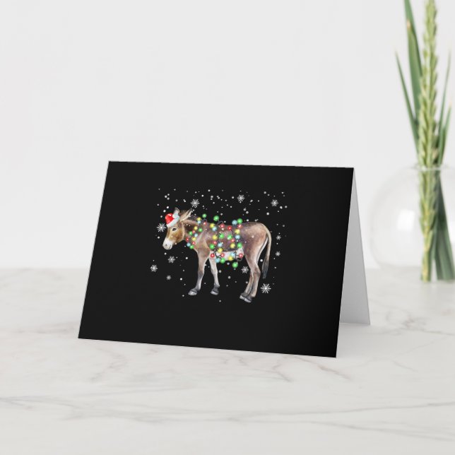 Carte Couleur des lumières de Noël de l'âne | Cadeau Pèr (Devant)