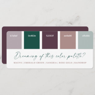 Carte couleur Mariage Emerald & Rose Gold