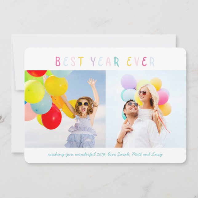 Carte couleur multi photo nouvelle année (Devant)