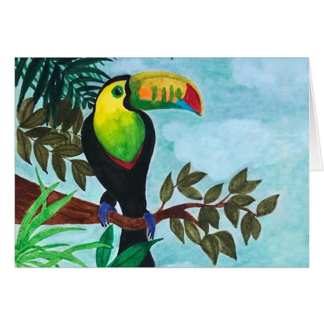 Carte couleur Toucan Tropical Rainforest Note Card (Devant horizontal)