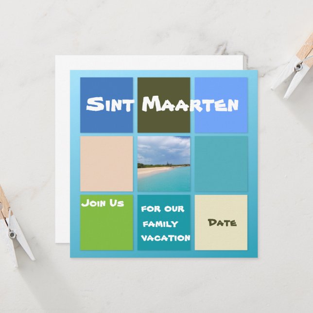 Carte Couleurs de la plage de St. Maarten (Devant/Arrière en situation)