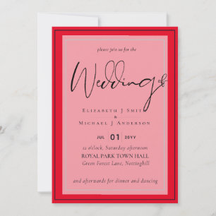 Carte Couleurs de mariage tendance NOIR et ROUGE BUDGET