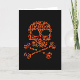 Carte Couleurs d'Halloween ! Crânes orange et noirs