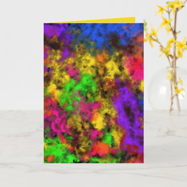 Carte Couleurs Néon Acrylique Tache d'Encres Éclaboussur (Fleur jaune)