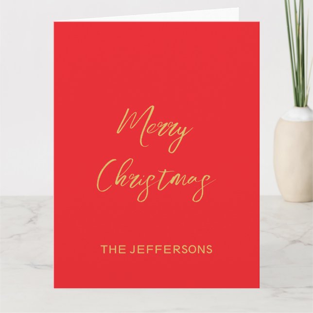 Carte Couleurs rouge et or brillantes Joyeux Noël (Devant)