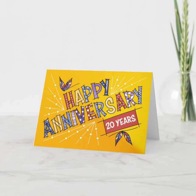 Carte Couleurs vives du 20e anniversaire de l'employé (Devant)