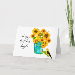 Carte Country Sunflowers Bouquet Anniversaire