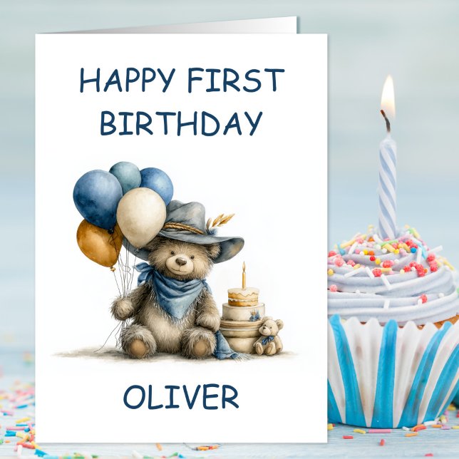 Carte Country Teddy Bear 1st Birthday (Créateur téléchargé)
