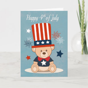 Carte Coupable ours en peluche avec feux d'artifice pour