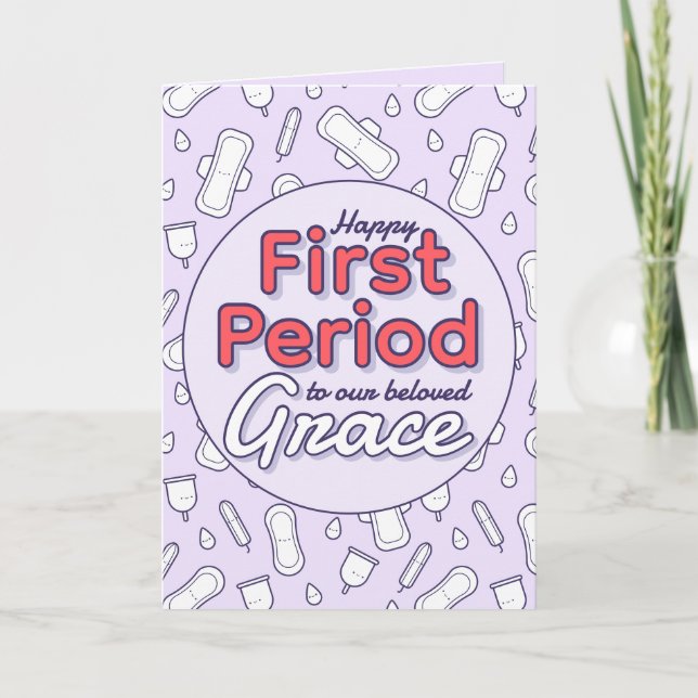 Carte Coupe de cartons violet molle Tampon première péri (Devant)