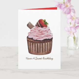 Carte Coupe De Fraise Cute À L'Aquarelle