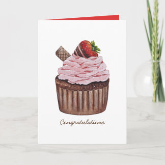 Carte Coupe De Fraise Cute À L'Aquarelle