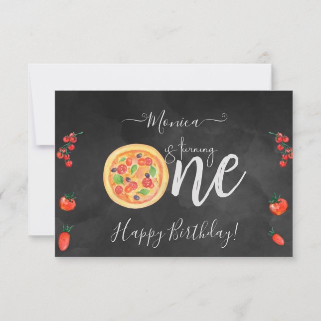 Carte Coupe de plaisir de pizza, premier anniversaire he (Devant)