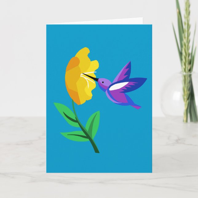 Carte Coupez le colibri et la fleur de papier (Devant)