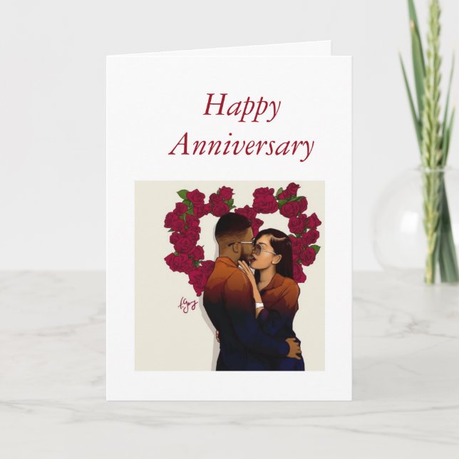 Carte Couple afro-américain - Anniversaire (Devant)