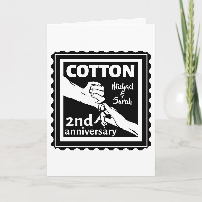 Carte couple anniversaire de mariage de 2 ans se tenant  (Devant)