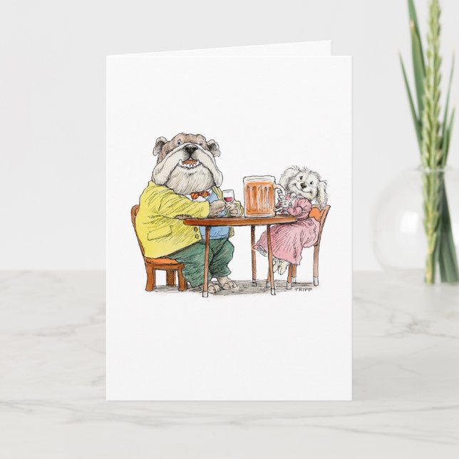 Carte Couple Chien Bière (Devant)