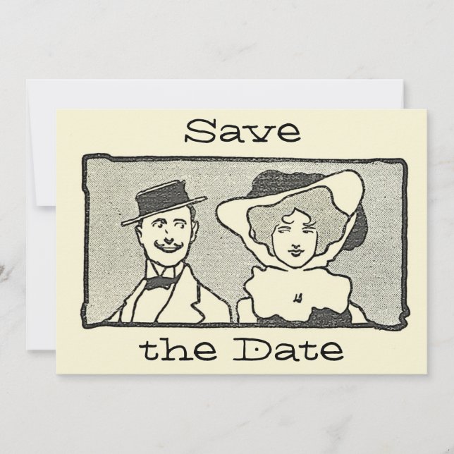 Carte Couple de caricature Vintage (Devant)