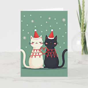Carte Couple de chats de Noël amour