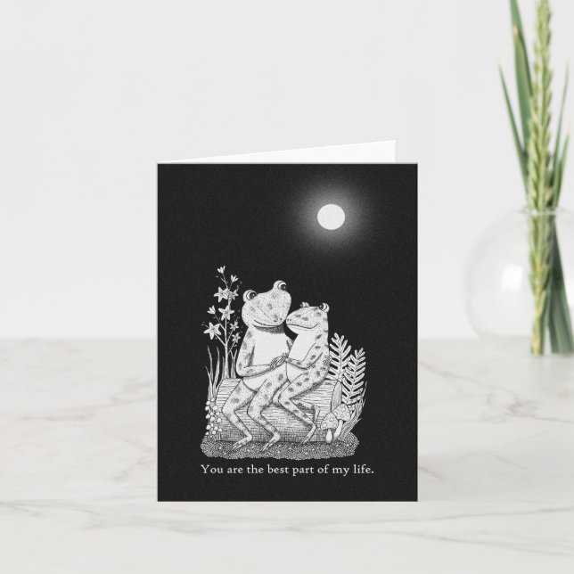 Carte Couple de crapaud de grenouille sous Pleine lune A (Devant)