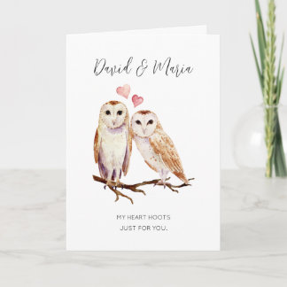 Carte Couple de hiboux Mon cœur hulule pour notre annive