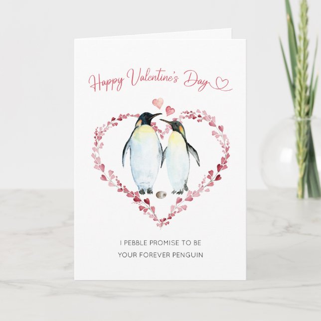 Carte Couple de pingouin dans l'Heureuse Sainte-Valentin (Devant)