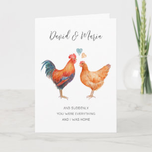 Carte Couple de poulet mignon Vous Aimez Pour Toujours A