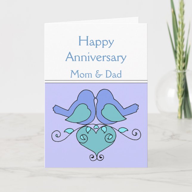 Carte Couple d'oiseaux personnalisés pour anniversaire d (Devant)