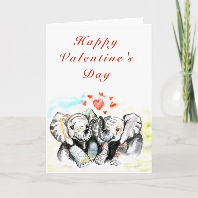 Carte Couple Elephant Valentine's Day Card (Devant)