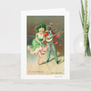 Carte Couple en costume Faire la promenade du gâteau