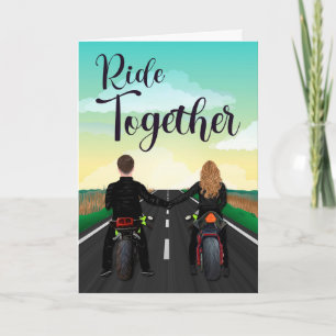 Carte Couple en moto pour un joyeux anniversaire