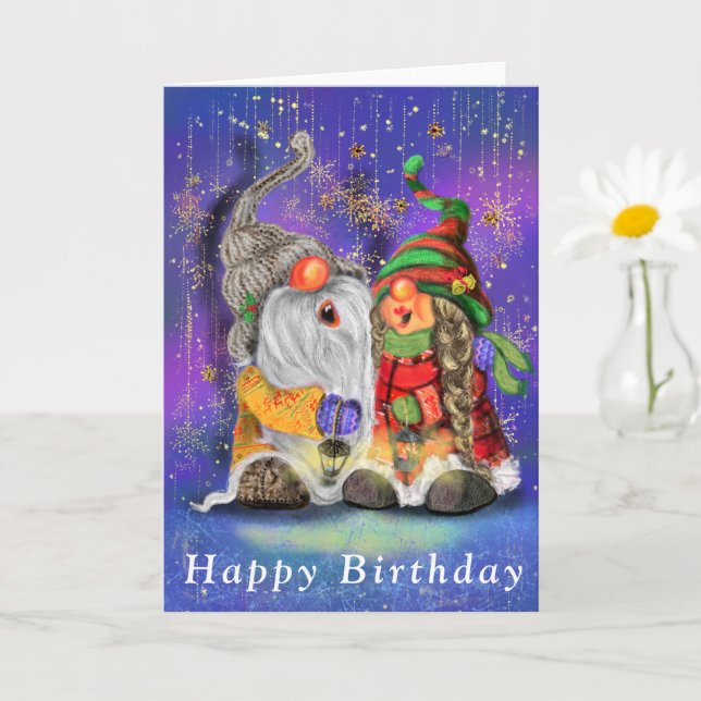 Carte Couple Gnomes Enchaînés chantant une chanson joyeu (Petite plante)