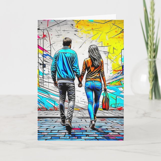 Carte Couple Holding Hands Street Art | Love You Lots (Devant)