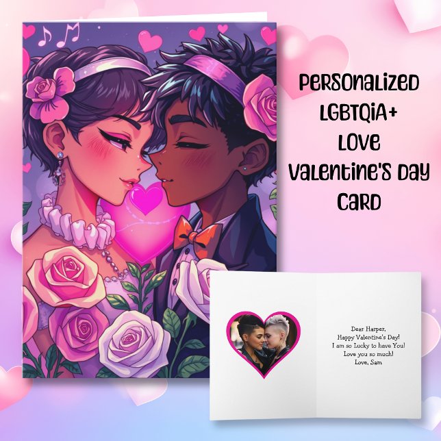 Carte Couple LGBT Anime Saint-Valentin Personnalisé (Créateur téléchargé)
