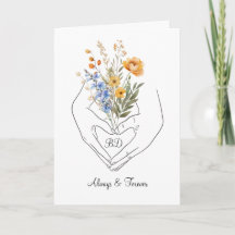 Couple Mains Cœur Art en Ligne Floral