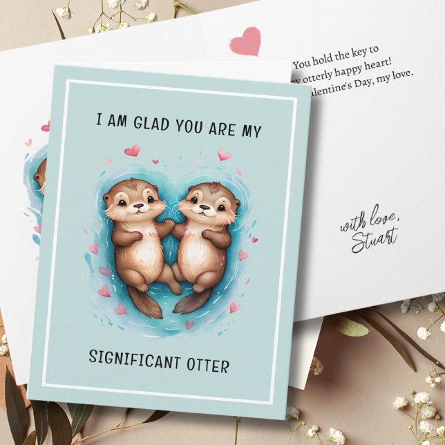 Carte Couple Otter Noir Mignonne Valentine (Cute Significant Otter Couple Funny Valentine Card)