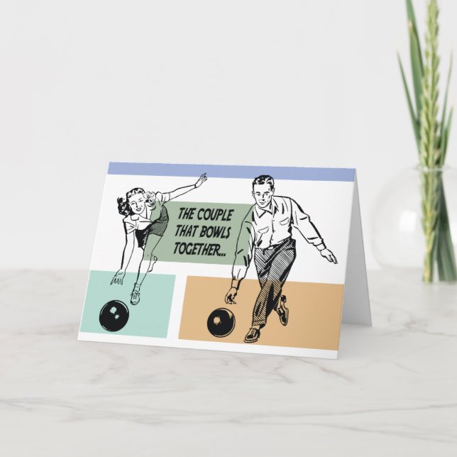 Carte Couple qui joue au bowling ensemble Blague Bowling (Devant)