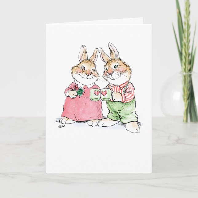 Carte Couple Rabbit de Noël (Devant)