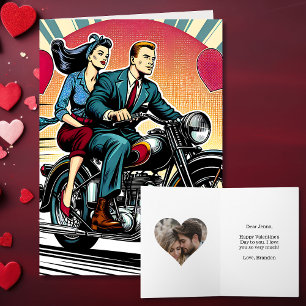 Carte Couple rétro mignon en moto Saint Valentin