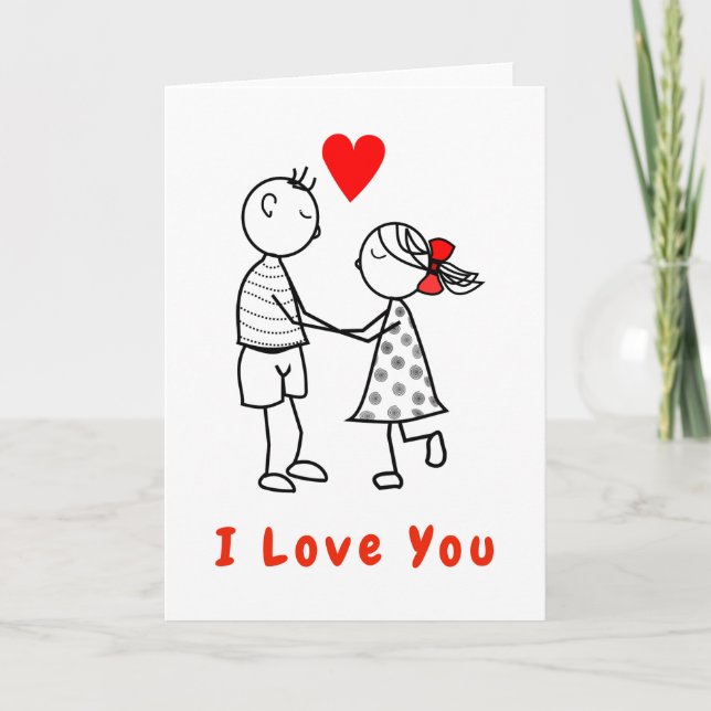 Carte Couple Romantique avec Texte - Je t'aime (Devant)