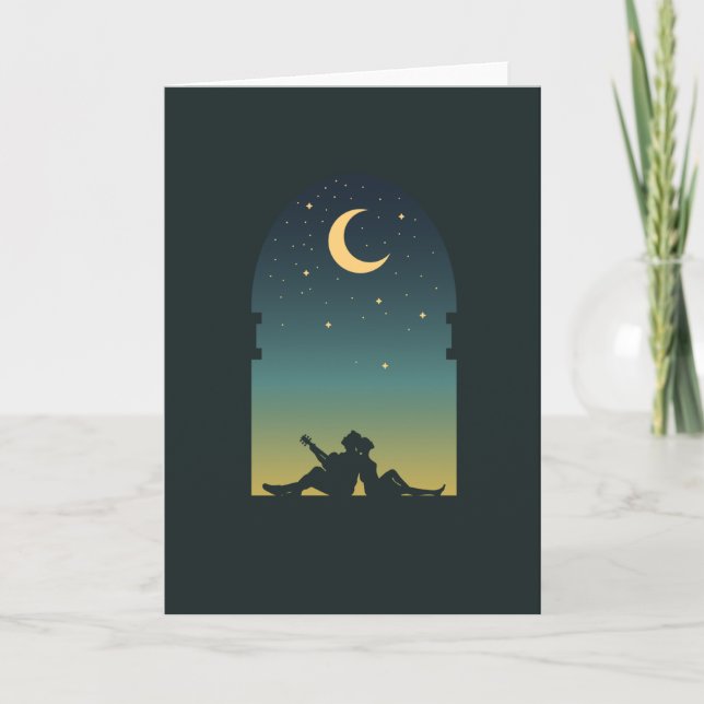 Carte Couple romantique sous la lune (Devant)